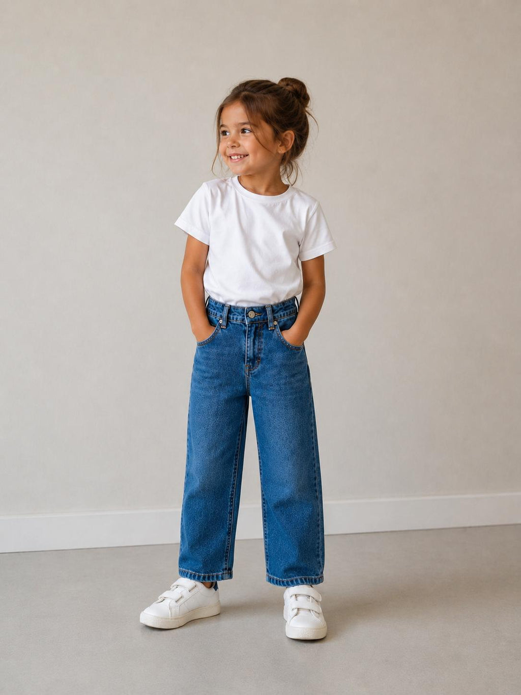Jeans large avec broderie
