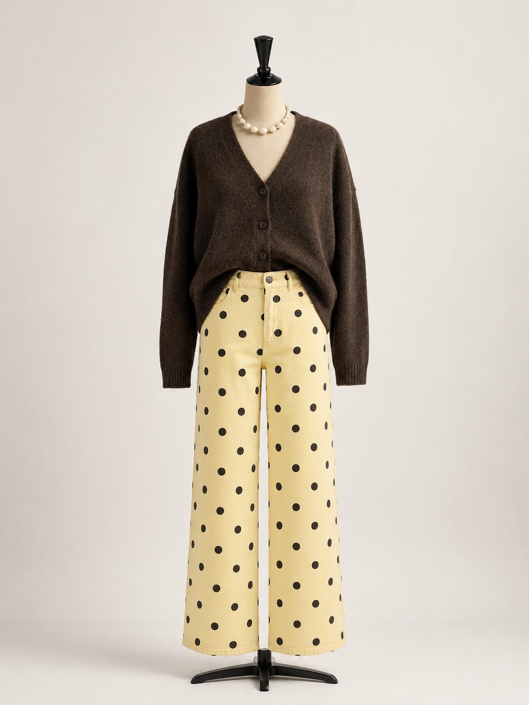 Pantalon jeans à pois